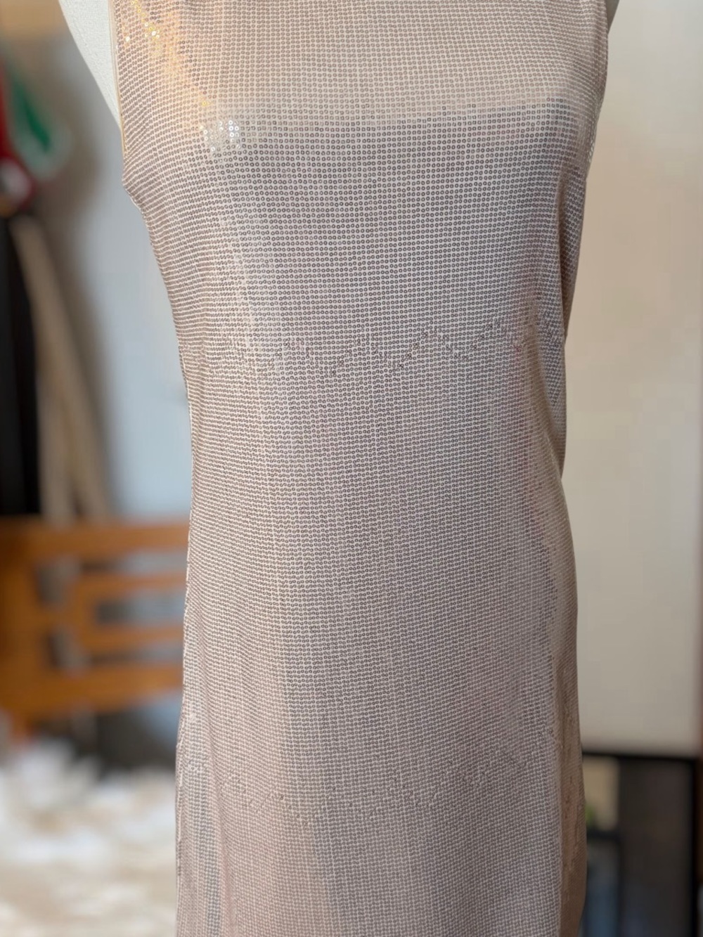 Chelsea & Violet Champagne Sequin Mesh Dress